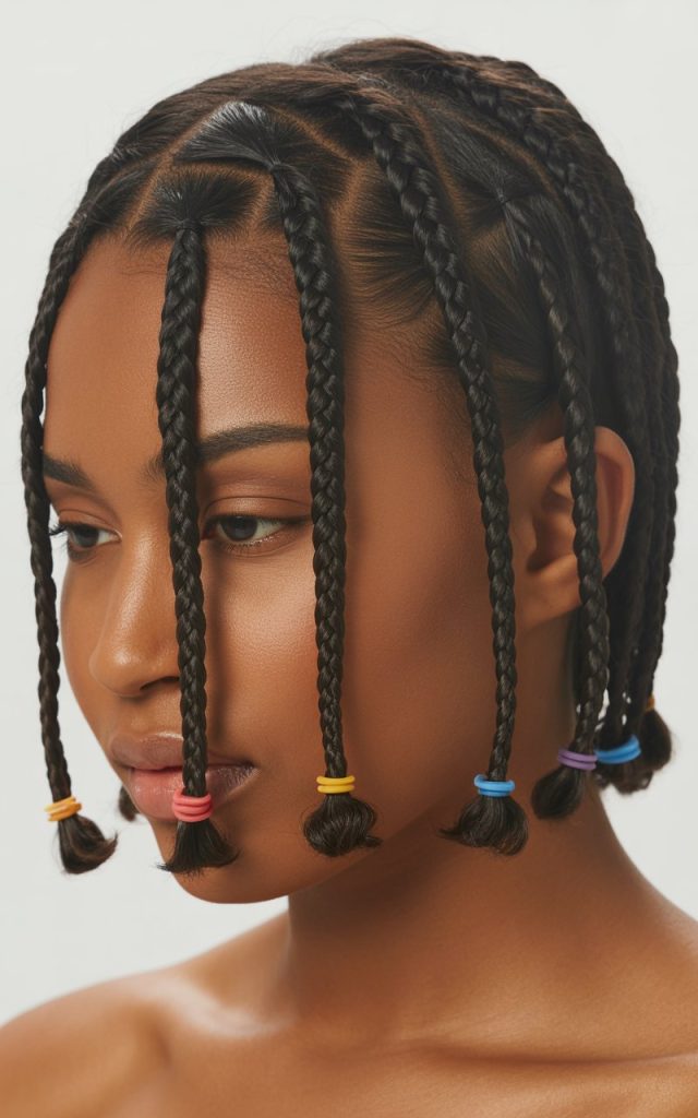 Short Rubber Band Braids