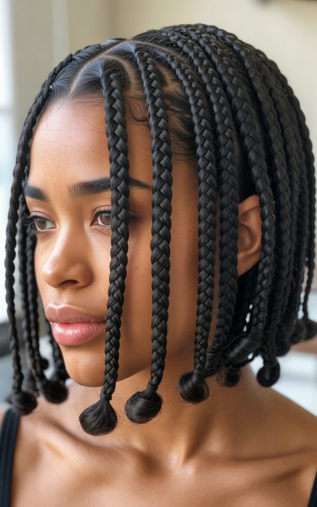 Short Mixed-Size Box Braids