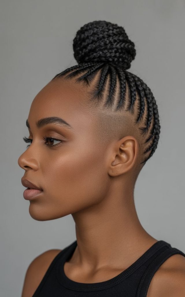 Braided Top Knot with Shaved Sides