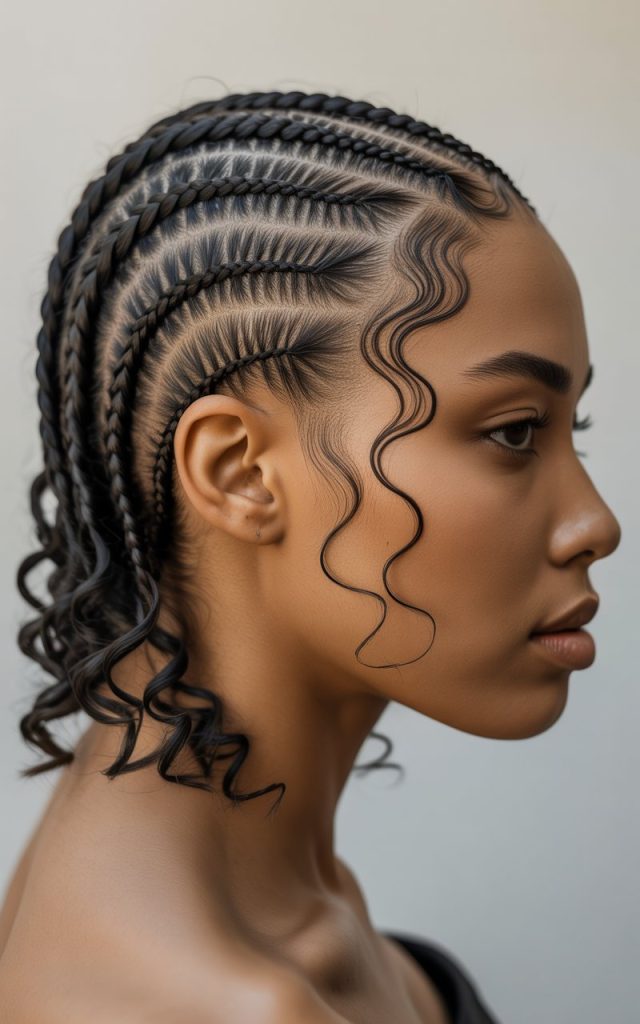 Short Curved Cornrow Patterns
