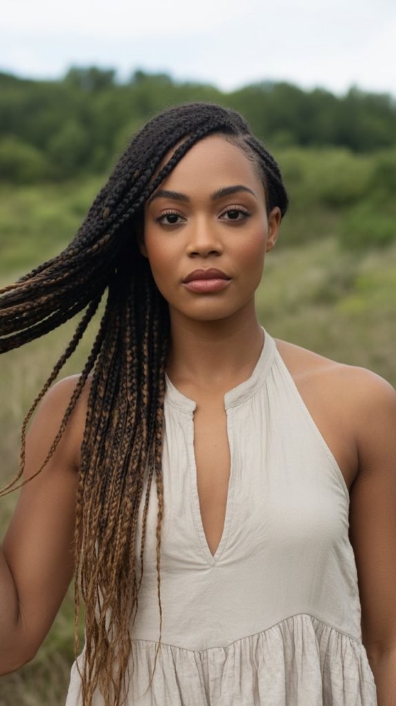 Boho Side-Swept Cornrows