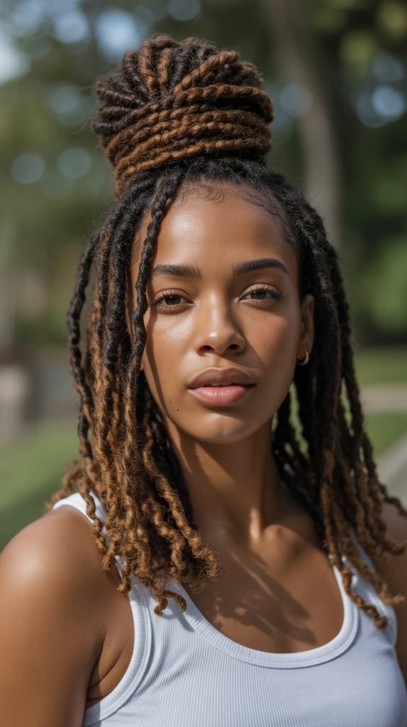 Half-Up, Half-Down with Loc Knot