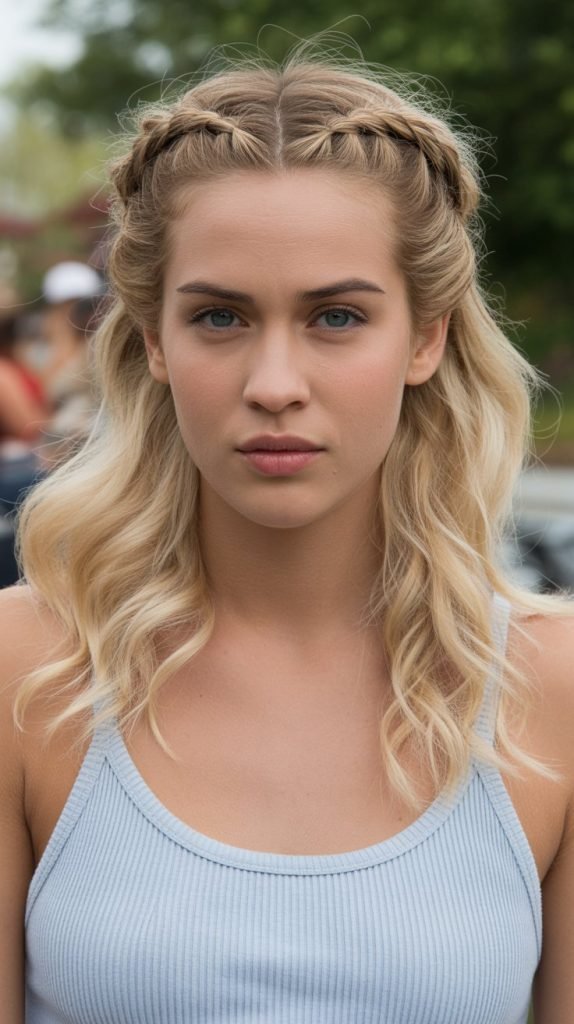 Double Side Braids Half Up