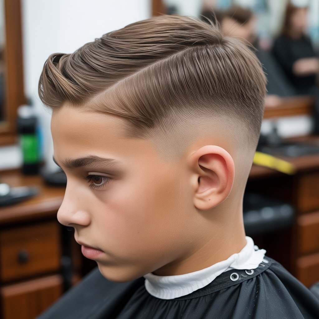  Classic Fade with Side Part