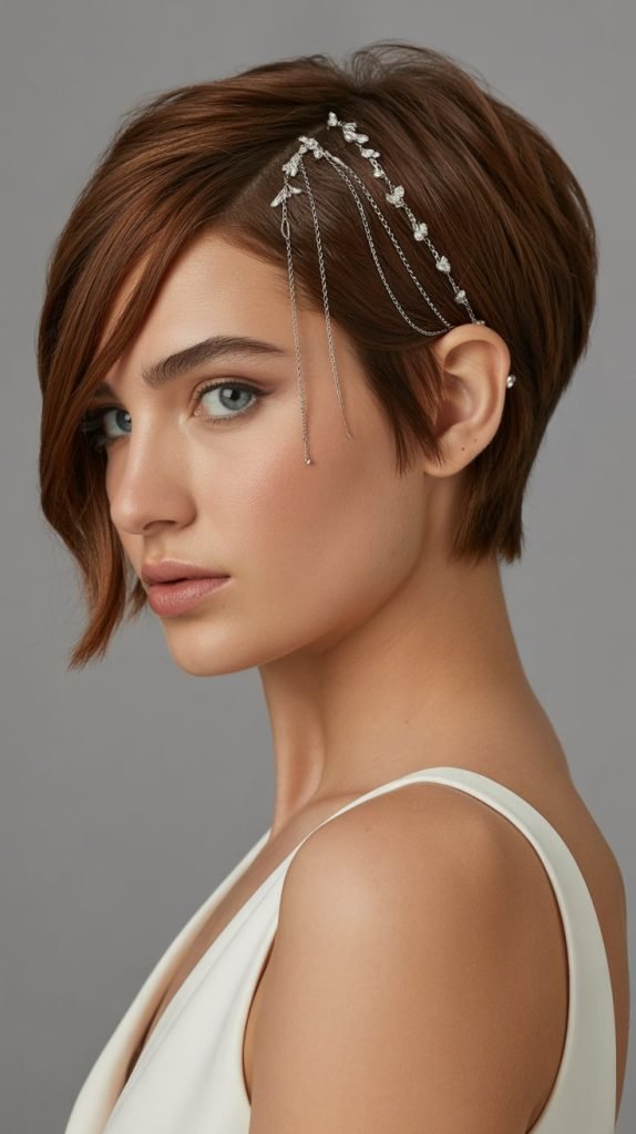 Asymmetrical Pixie with Hair Jewelry