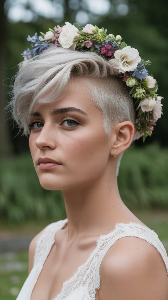 Edgy Undercut with Floral Crown