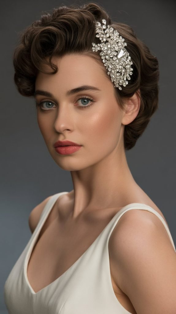 Pompadour Style with Vintage Brooch