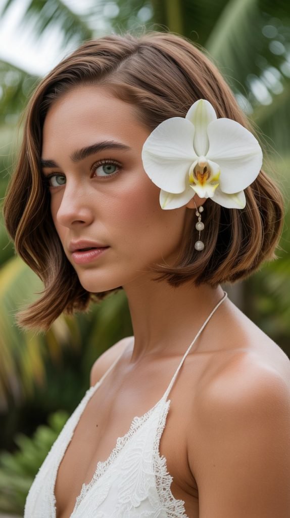 Side-Swept Bob with Orchid Accent