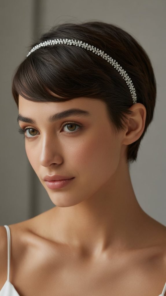 Sleek Pixie with Crystal Headband