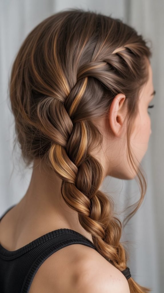 Classic Three-Strand Braid with Caramel Ribbons