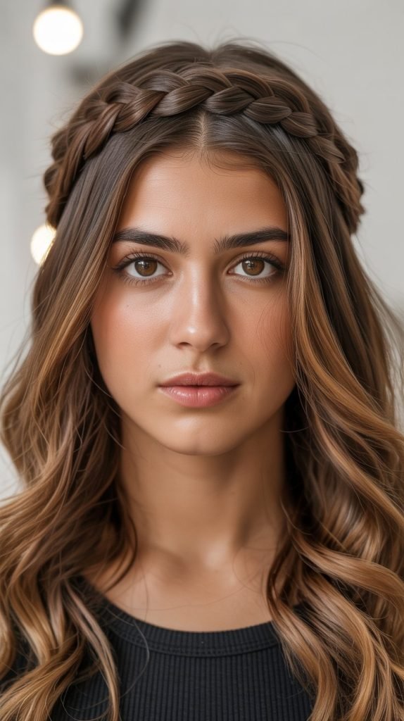  Crown Braid with Caramel Halo