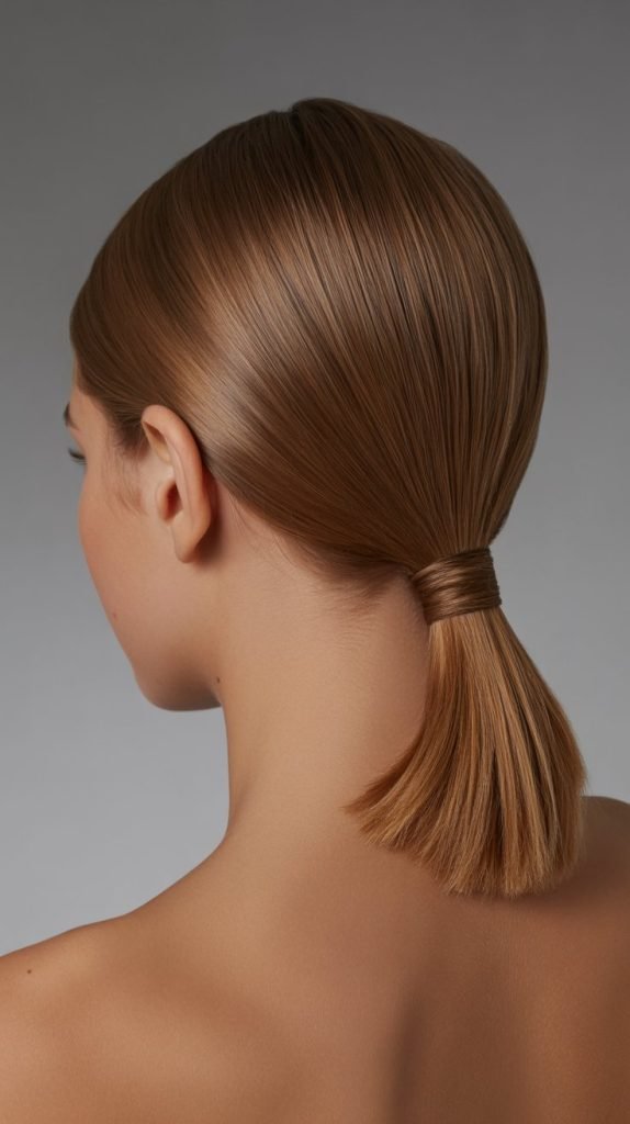 Sleek Low Ponytail with Wrapped Base