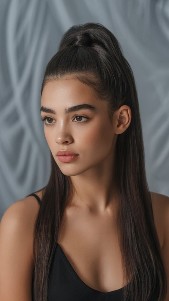 . Sleek High Ponytail Half-Up