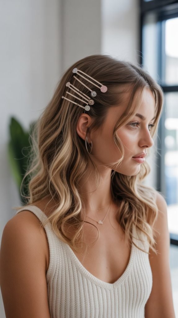 Accessorized Bobby Pin Half-Up