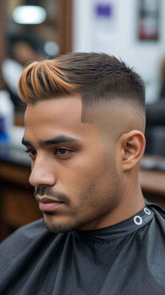 Caramel Highlights with Fade Haircut