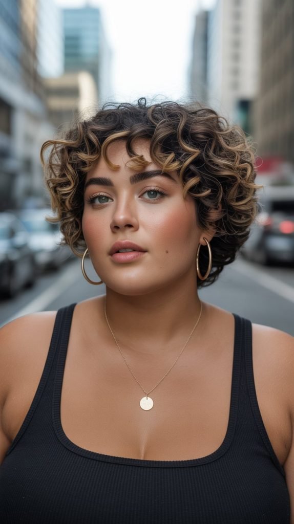 Tapered Curly Cut with Longer Top