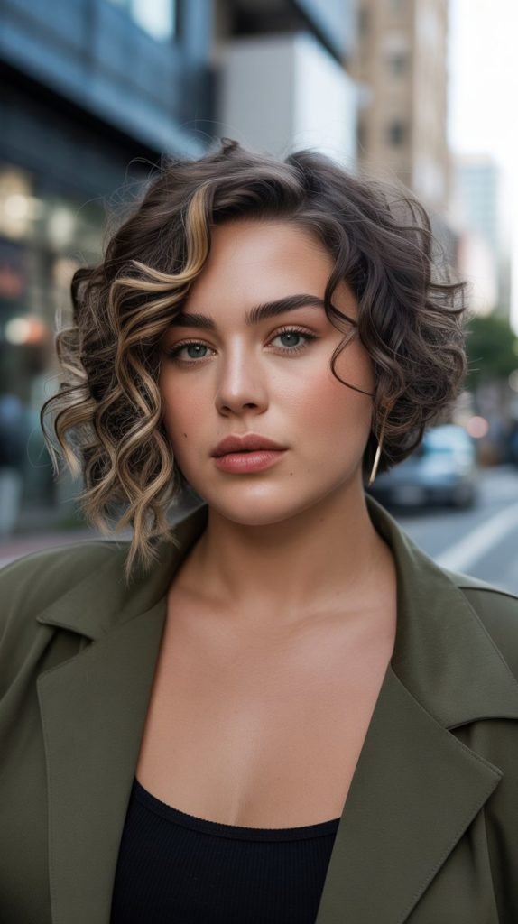 Curly Asymmetrical Bob