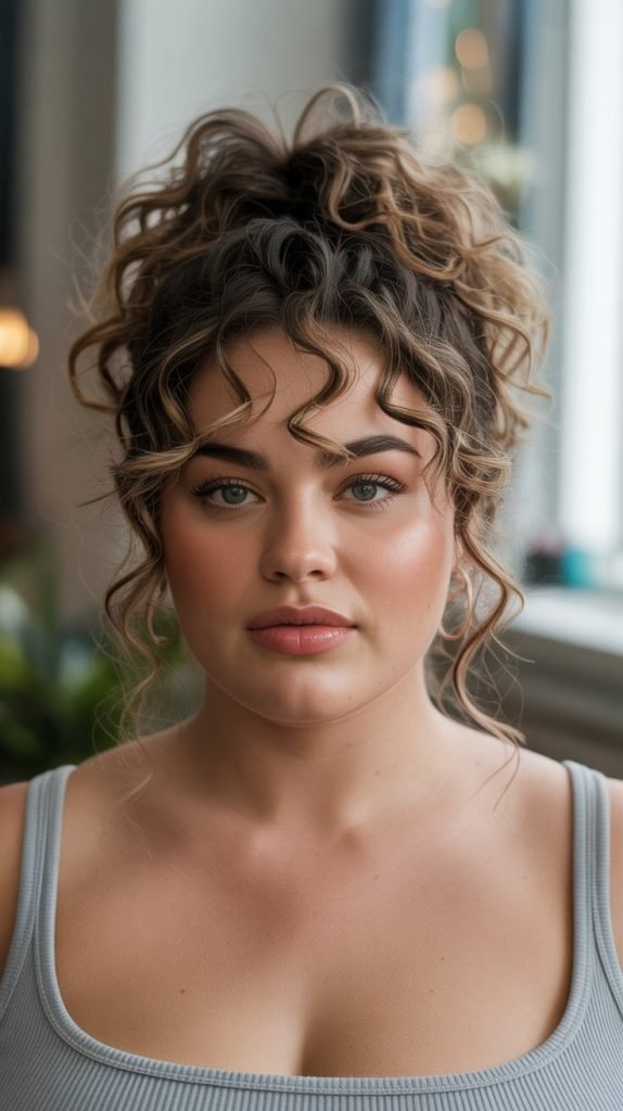 Curly Hair with Pineapple Updo