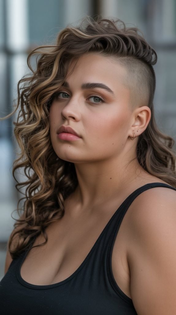 Curly Undercut with Volume on Top