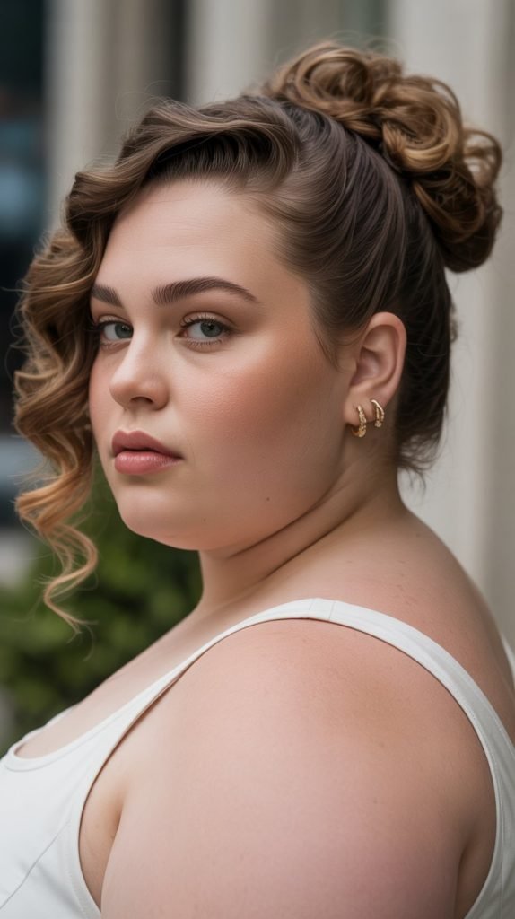 Curly Side Bun with Volume