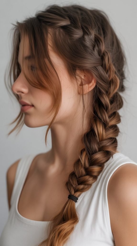 Side-Swept Braid with Caramel Accents