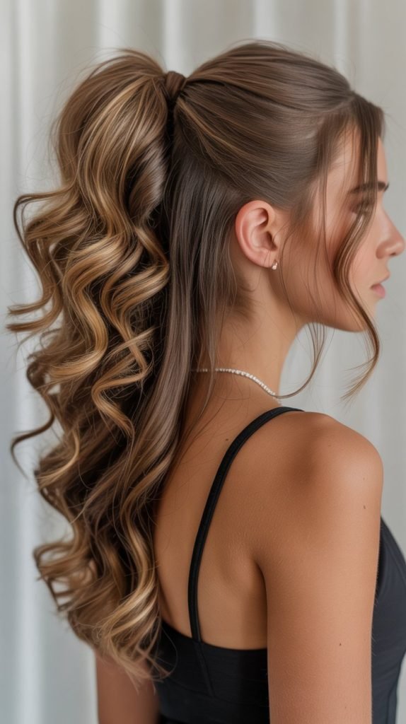 Half Up with Curled Ponytail