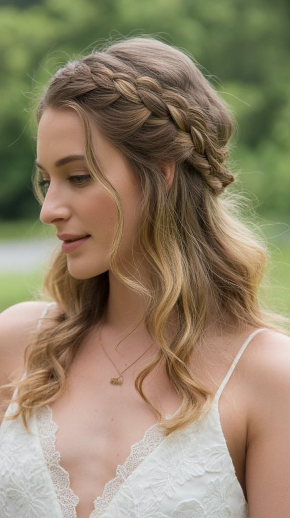 Braided Crown Half Up Style