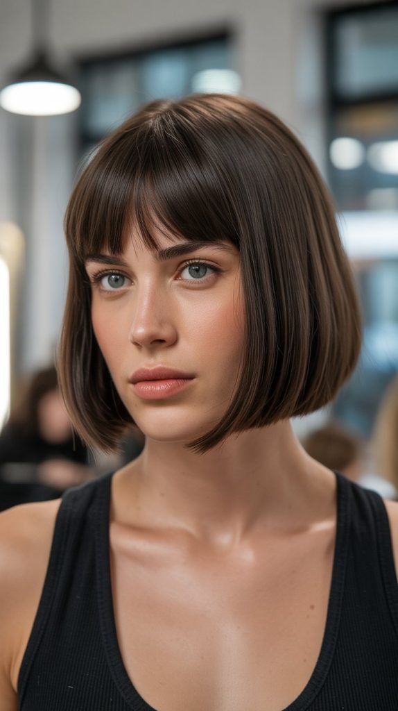 The Blunt Bob with Curtain Bangs