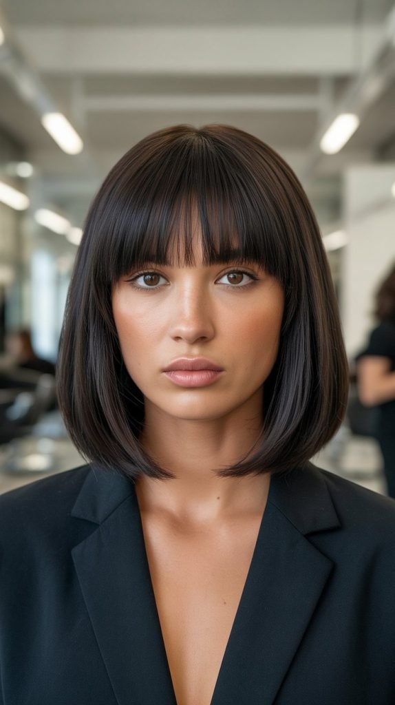 Blunt Cut with Bottleneck Bangs