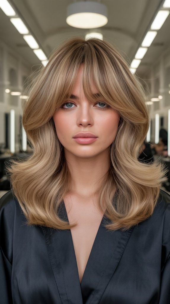 Bouncy Blowout with Curtain Bangs