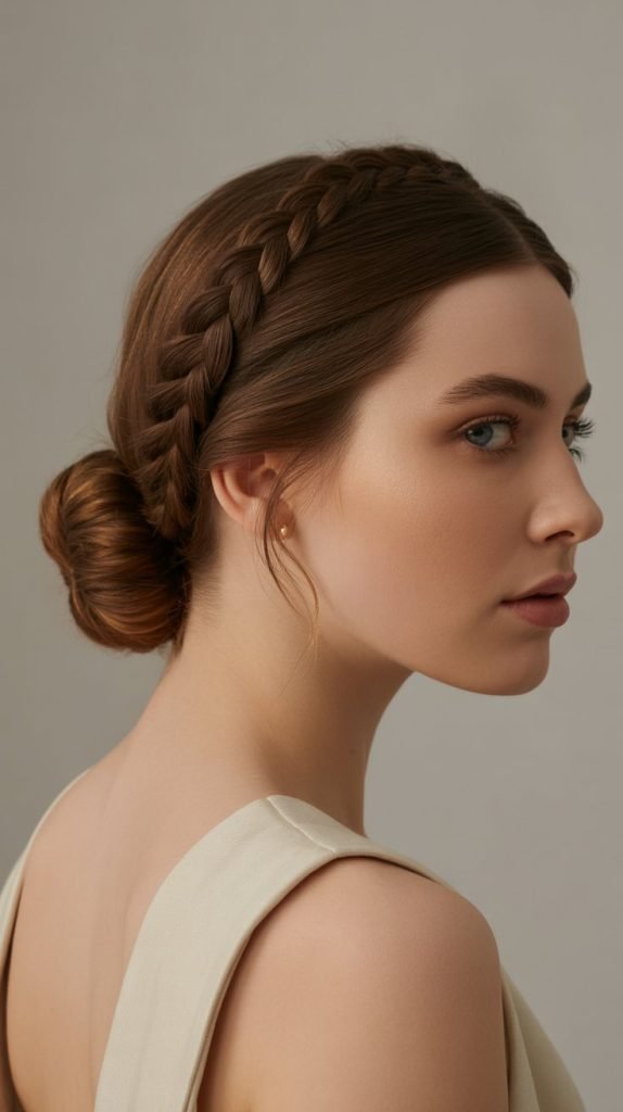  Braided Headband with Low Bun