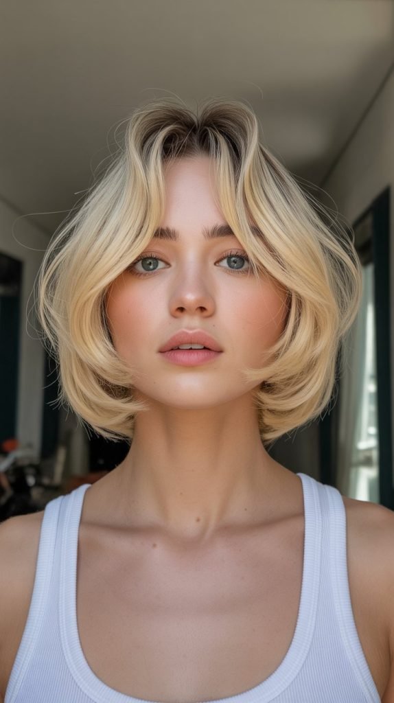 Chin-Length Bob with Curtain Bangs