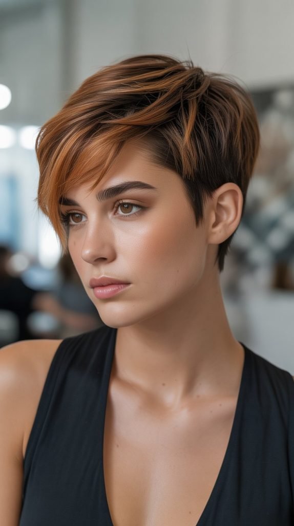  Choppy Pixie with Caramel Tips