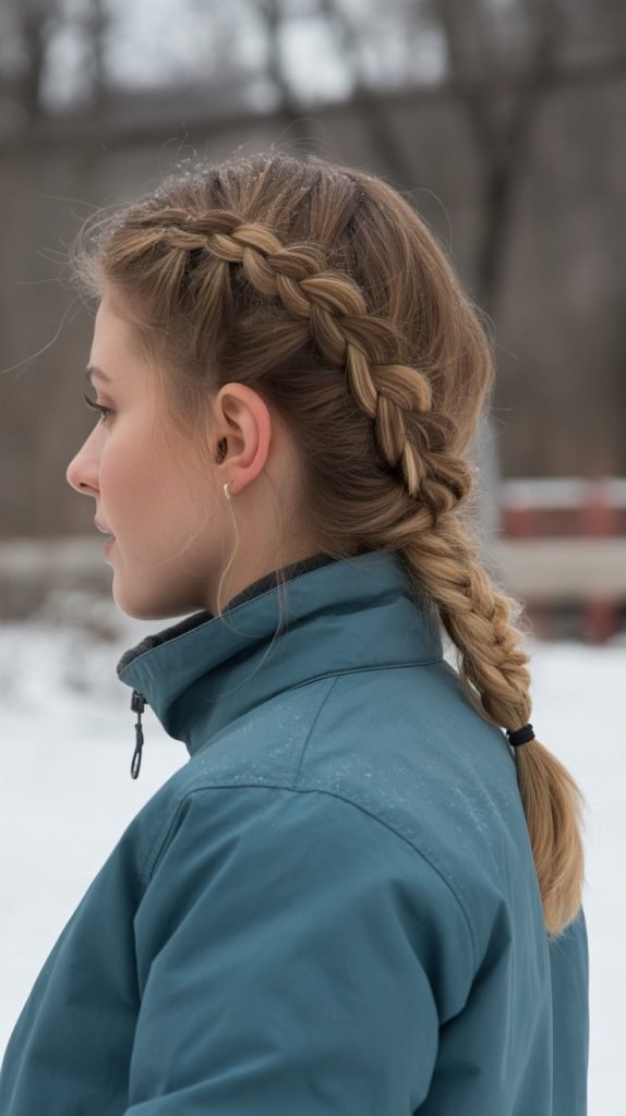 French Braid into Low Ponytail