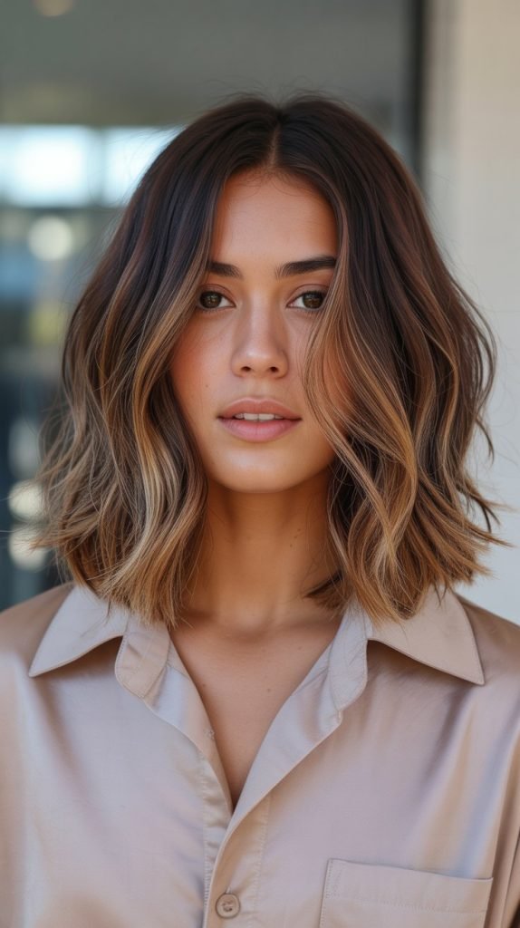 Long Bob (Lob) with Caramel Ombre