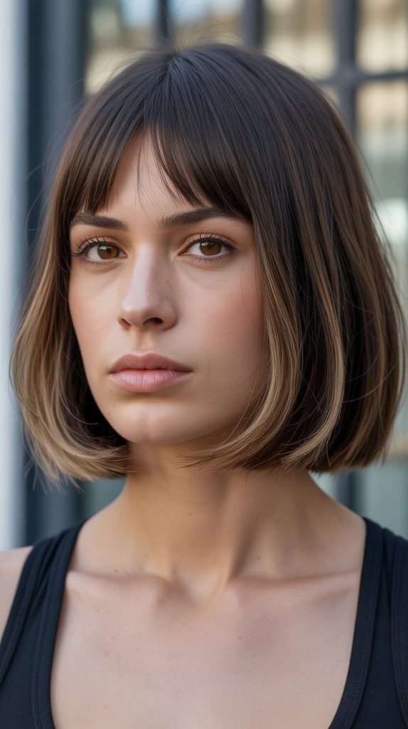 Long Bob with Curtain Bangs