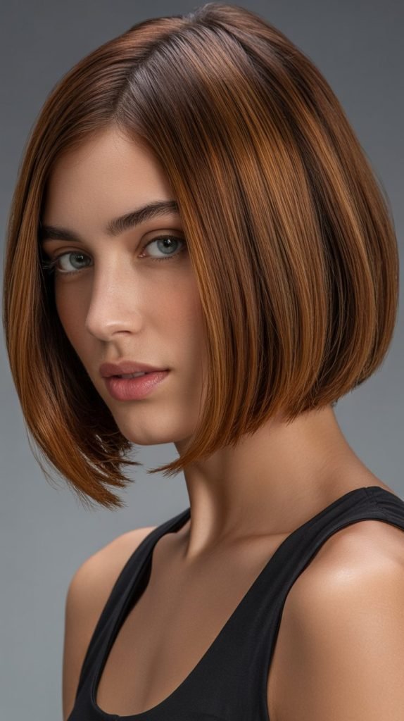 Rounded Bob with All-Over Caramel Gloss