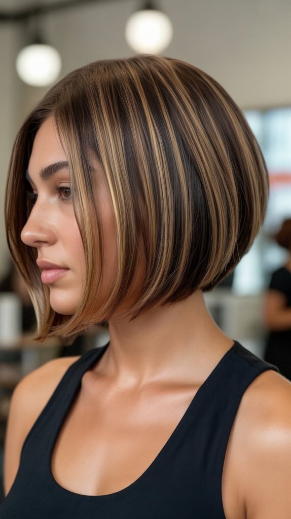Rounded Bob with All-Over Caramel Dimension