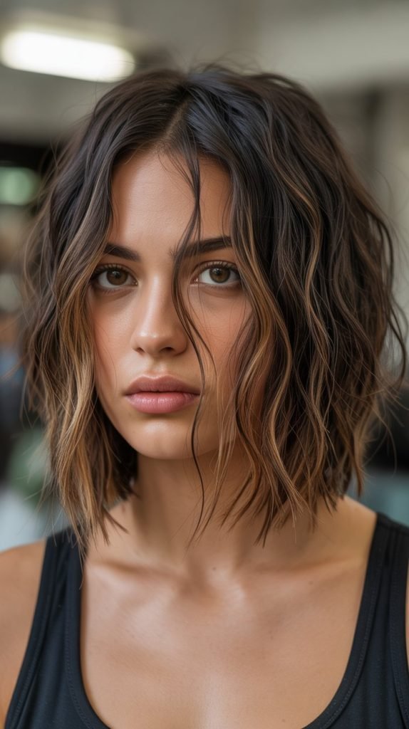 Shattered Bob with Caramel Weaving