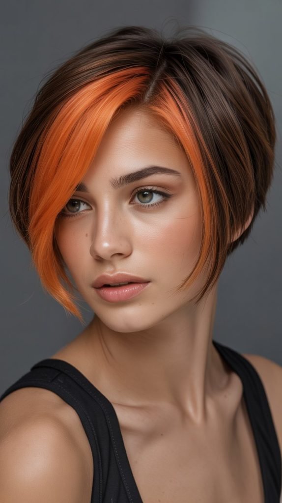 Short Crop with Bold Caramel Front Section