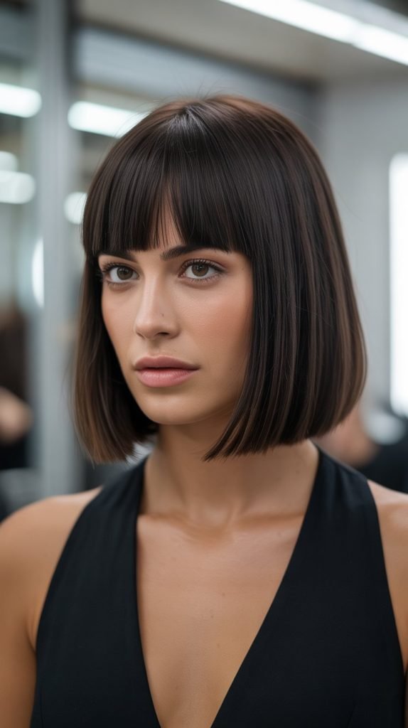 Blunt Bob with Straight-Across Bangs