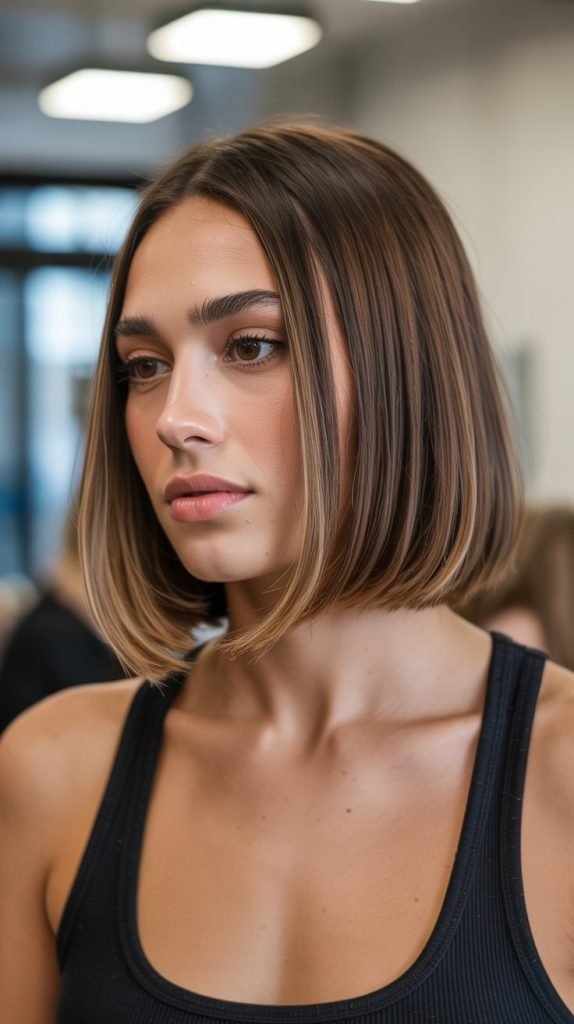Sleek Bob with Subtle Caramel Undertones