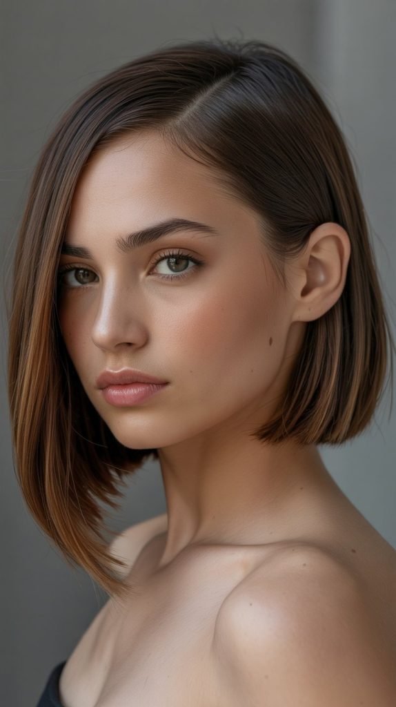 The Sleek Bob with Deep Side Part