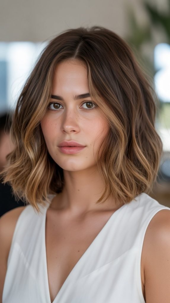 Soft Layered Bob with Caramel Dimension