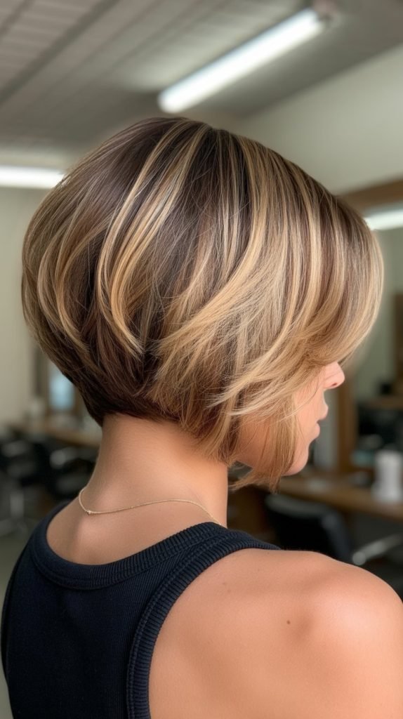 Stacked Bob with Graduated Caramel Tones