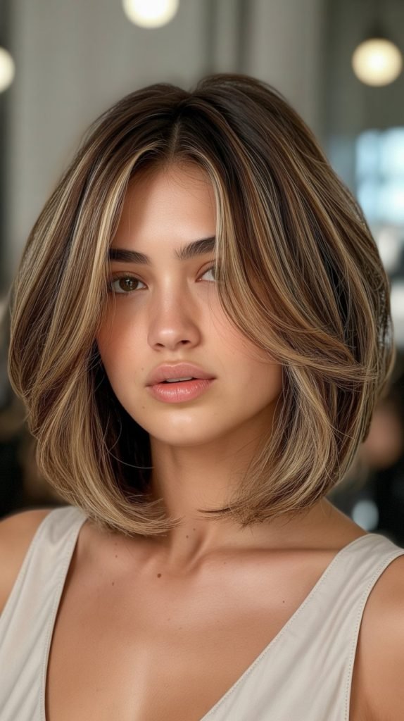 Voluminous Bob with Caramel Root Smudge