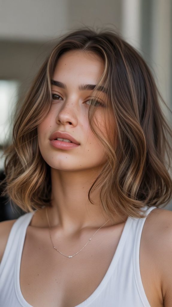 Wavy Bob with Caramel Babylights