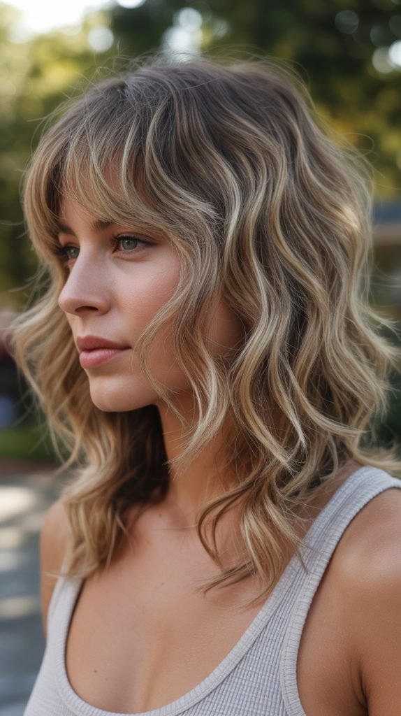  Wavy Shag with Long Curtain Bangs