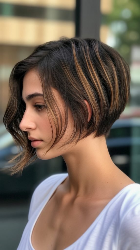 Inverted Bob with Caramel Babylights
