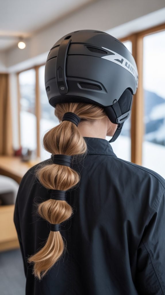 Sleek Low Ponytail with Wrapped Hair